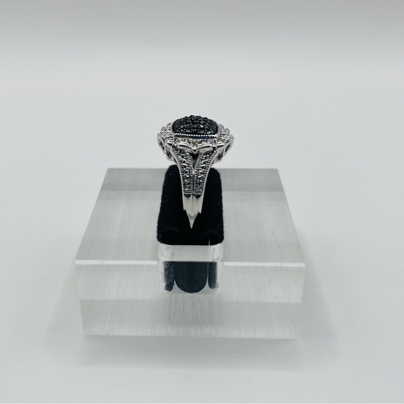 Rhodium Plated Black and Silver Ring - Picture 3 of 4